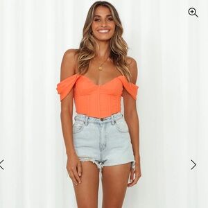 NWOT Hello Molly Orange Off Shoulder Corset Bustier Crop Top